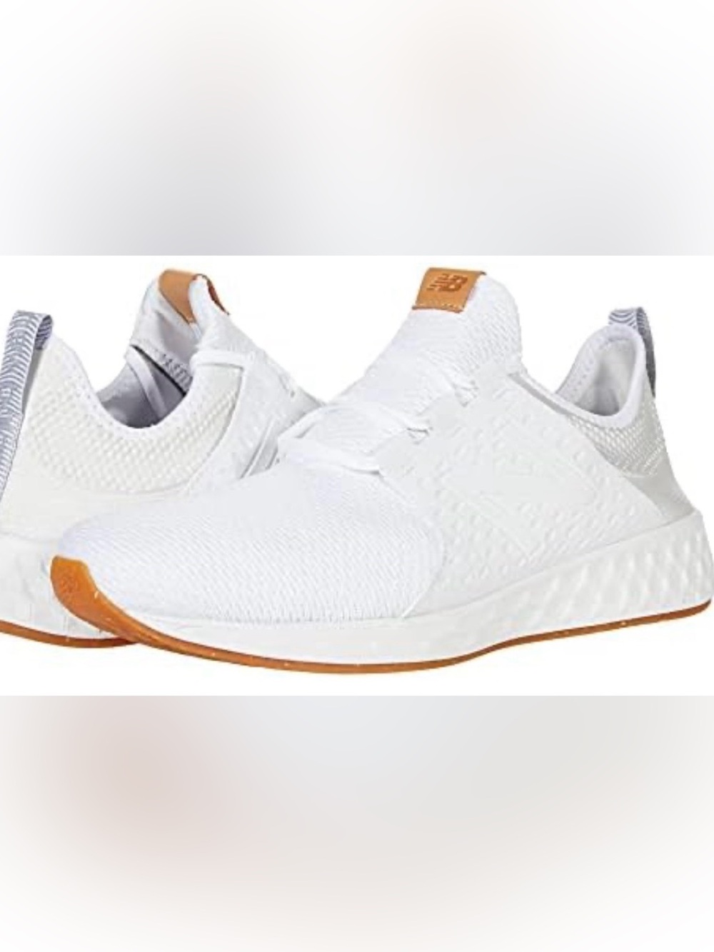 New Balance White Knit Slip-On Running Shoes